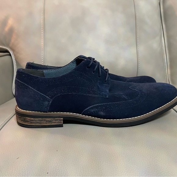 Bruno Marc Blue Suede Wingtips - Picture 3 of 7